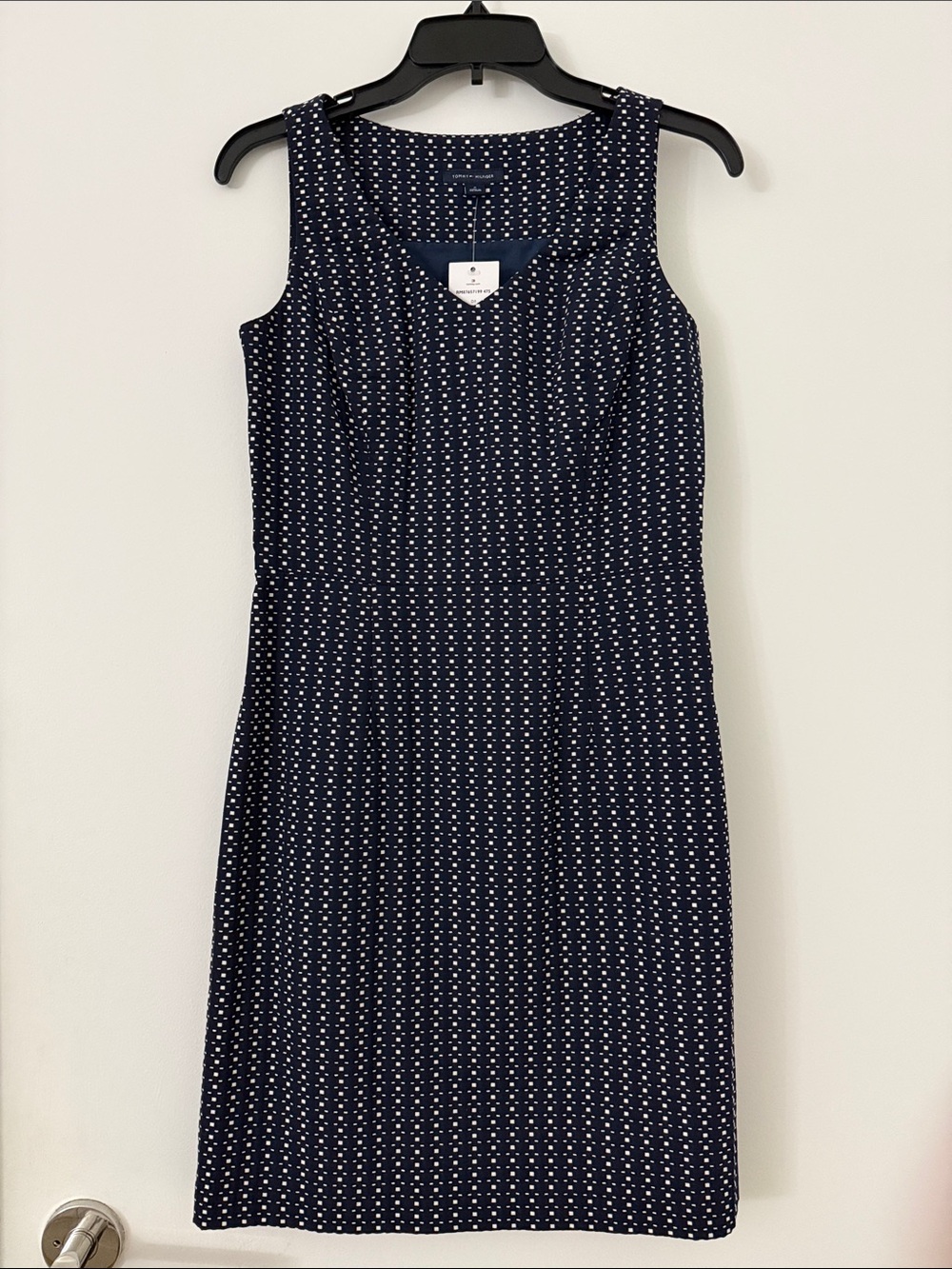 Tommy Hilfiger Navy & White Polka Dot Sleeveless Midi Dress